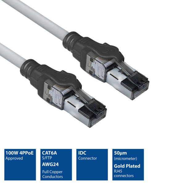5.00m S/FTP CAT6A 4PPoE / PoE++ 100W LSZH patchkabel snagless | FB4005 ...